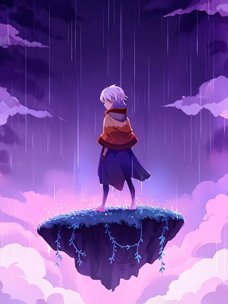 A Girl Standing On A Floating Island In Dreamland Lofi Art canvas by LoFi Gallery