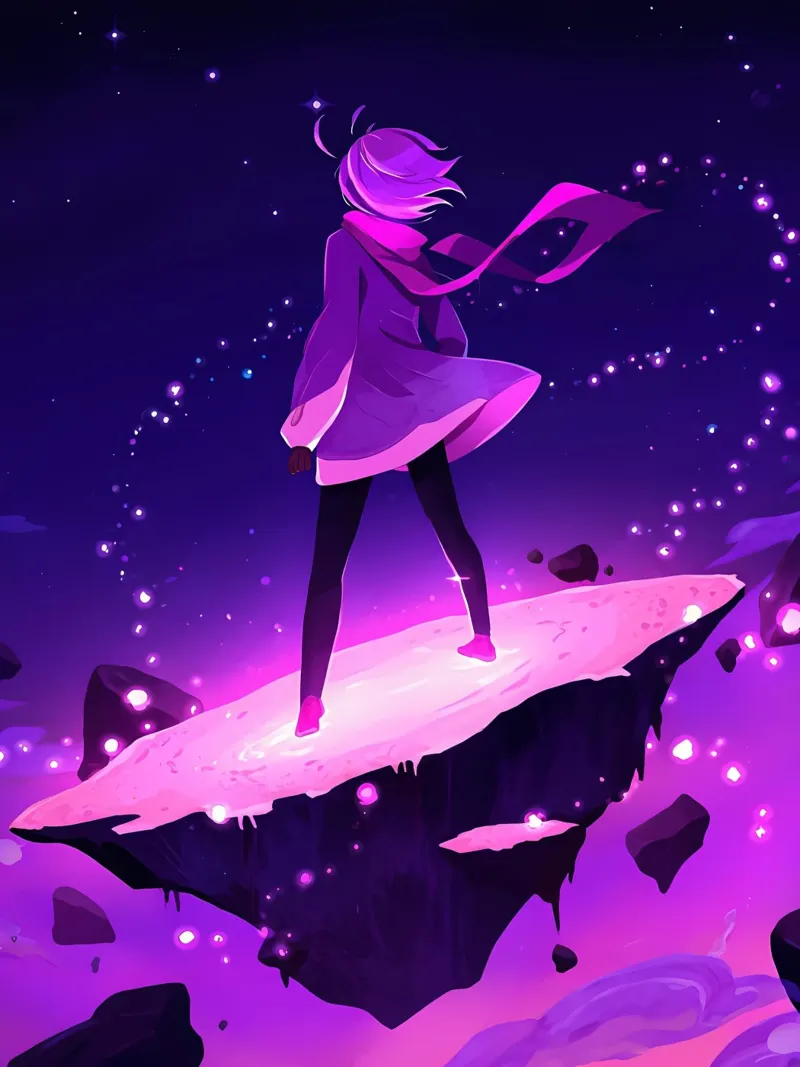 A Girl Standing Standing On A Floating Asteroid Lofi Art canvas by LoFi Gallery