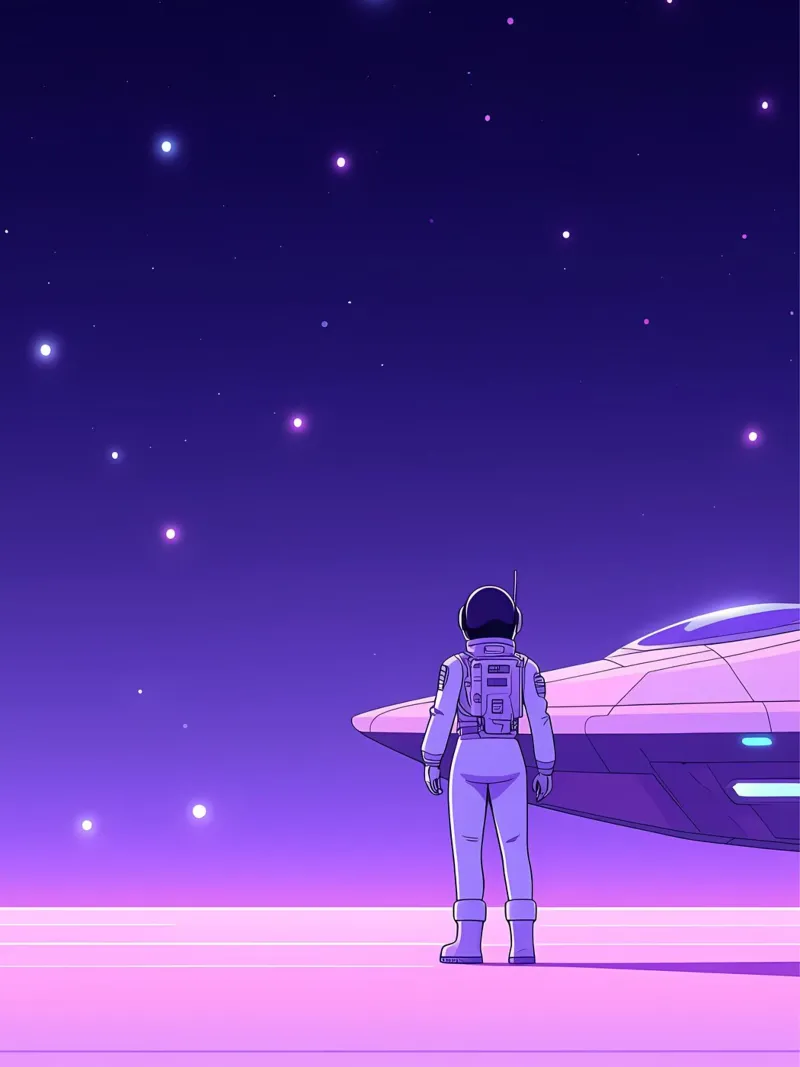 An Astronaut Standing Near Spaceship Lofi Art canvas by LoFi Gallery