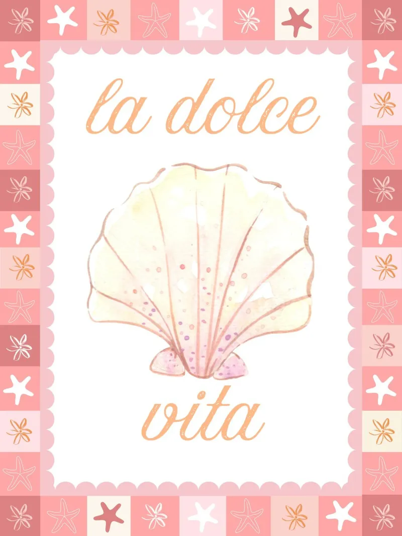 La Dolce Vita Shell Print, Sea Shell Italy Poster poster con telaio in legno da Bella Studio