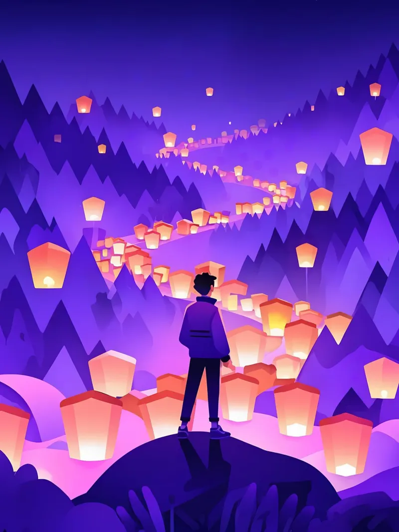 Ein Mann, der auf einem Felsen steht und nach dem Dorffest sucht Lofi Art Leinwand mit Schattenfugenrahmen von LoFi Gallery