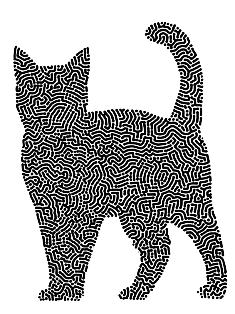 Gatti Zendoodle | Line Art in bianco e nero pellicola backlit da Autofocus