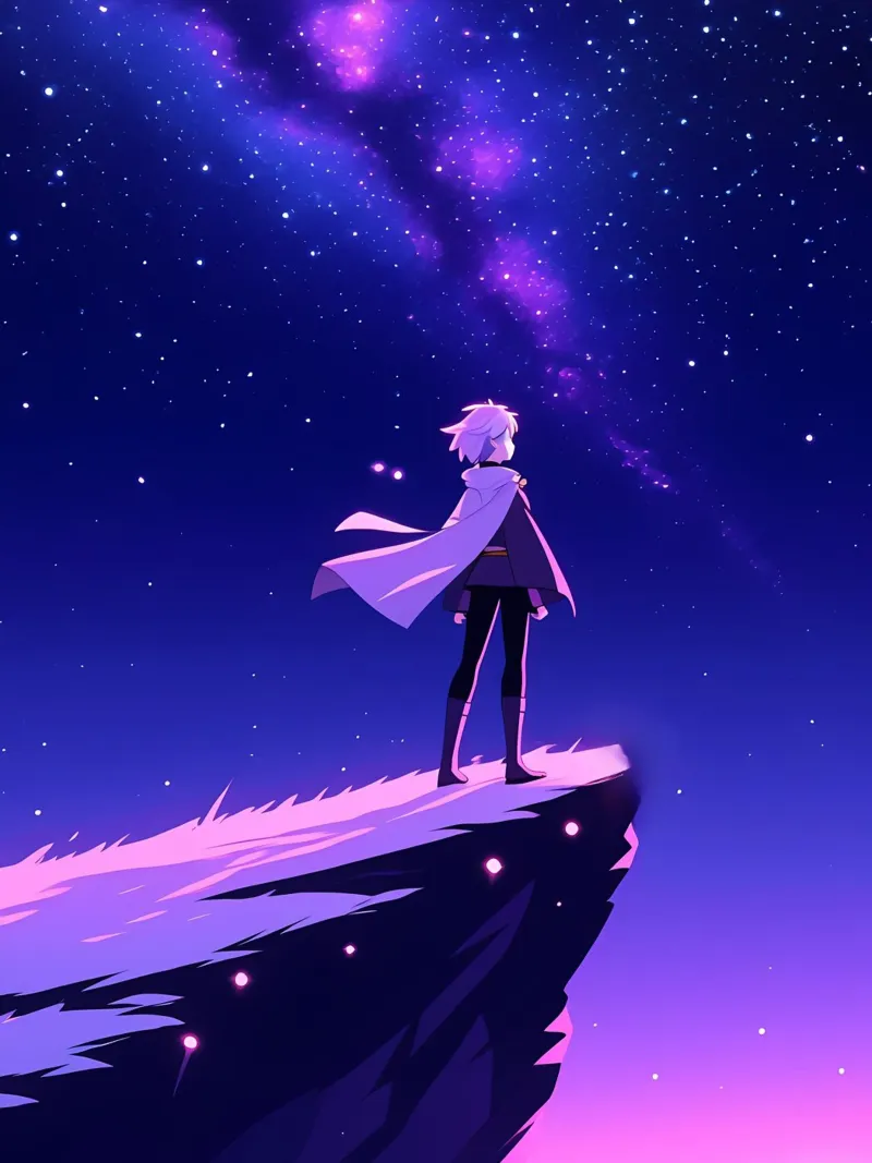 A Person Standing At Mountain Cliff Looking Sky Lofi Art hahnemühle by LoFi Gallery