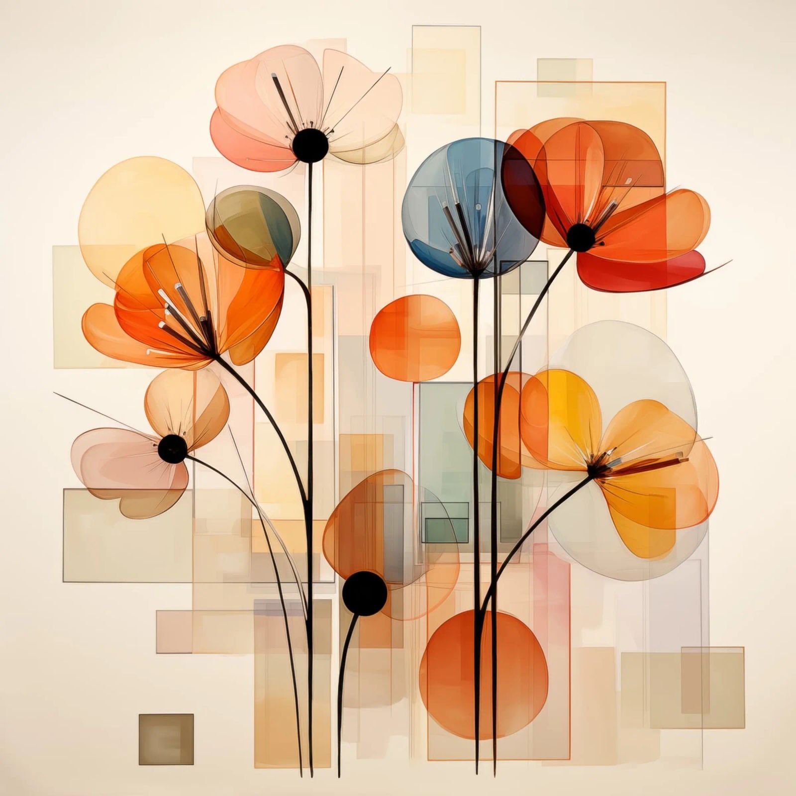 Flores abstractas metacrilato de Imagine