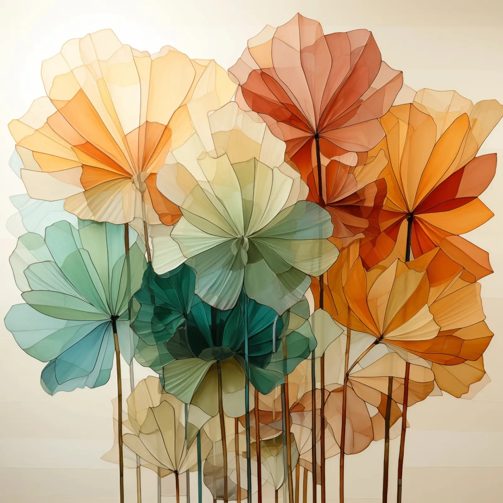 Gekleurde bloemen abstract canvas met Baklijst van Imagine