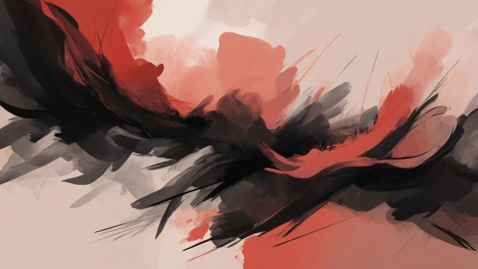 sfondo astratto con pennello rosso e nero tela da DesignDoodle