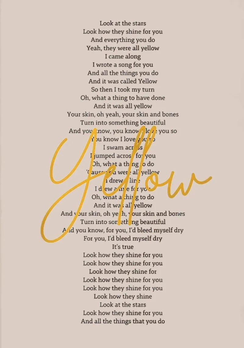 Yellow Coldplay poster da Attaboy Dsgn