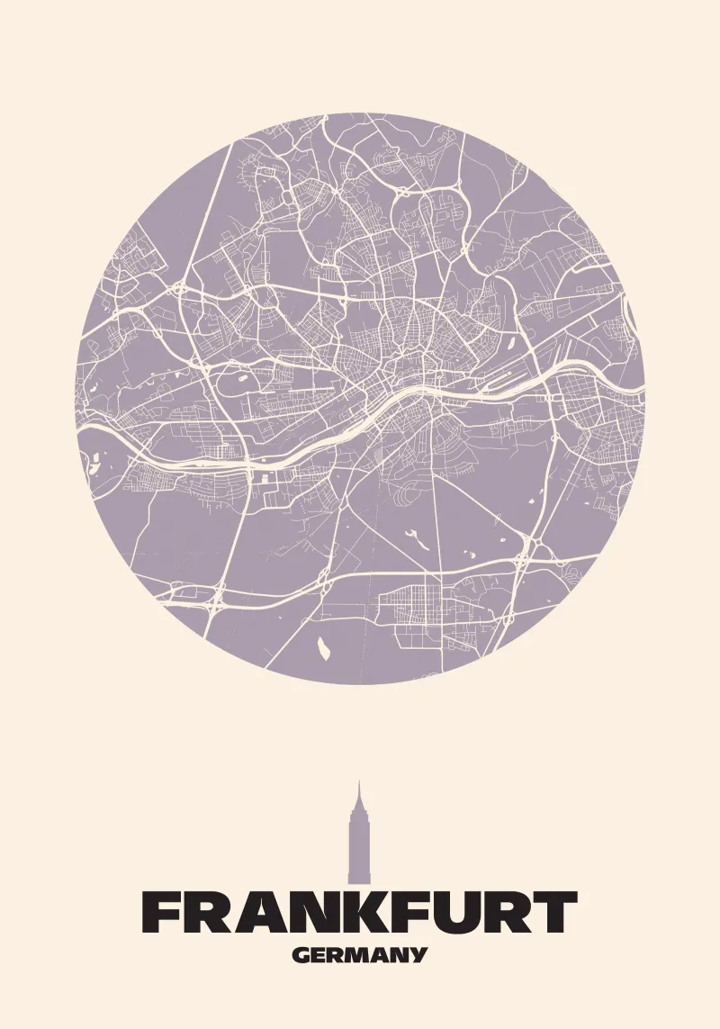 Frankfurt Mainhattan in Linien - City Circles poster con telaio in legno da MOOODZART