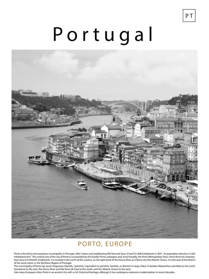 Porto wall art - Porto, Portogallo poster con telaio in plastica da ✈ world in frame