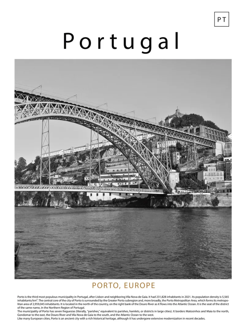 Porto wall art - Porto, Portogallo poster con telaio in plastica da ✈ world in frame