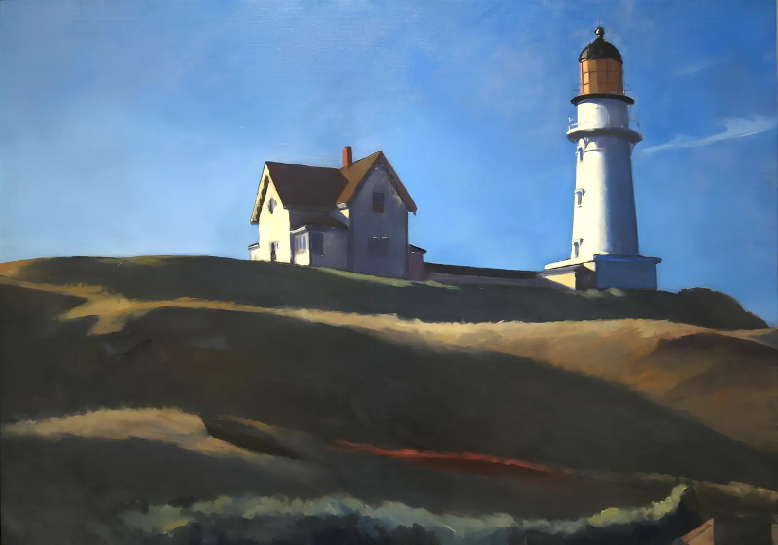 Hopper's "Lighthouse Hill" - Coastal Realism & Solitude Art poster by NorwesClub