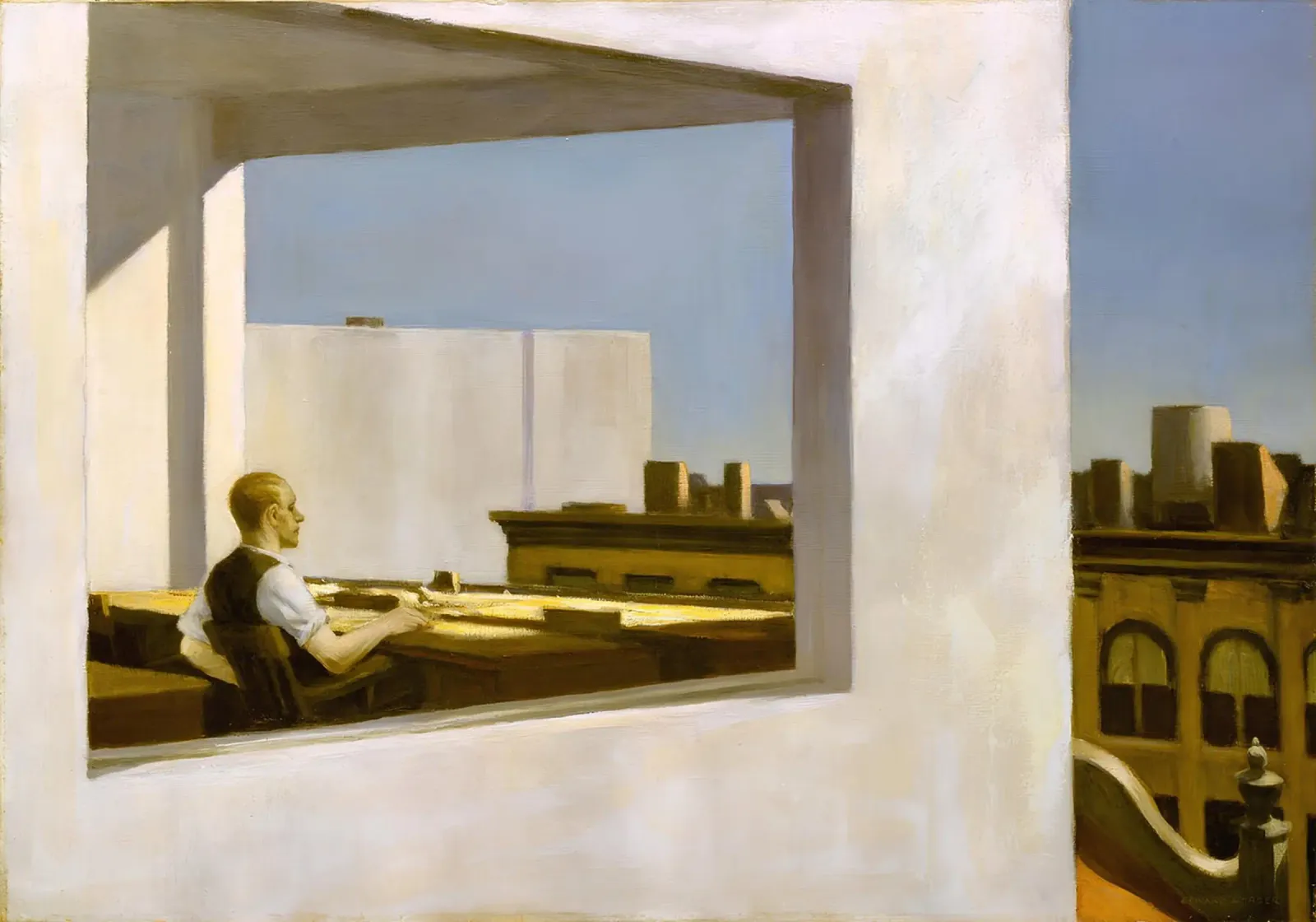 Ufficio in una piccola città" di Hopper - Realismo urbano e solitudine pellicola backlit da NorwesClub