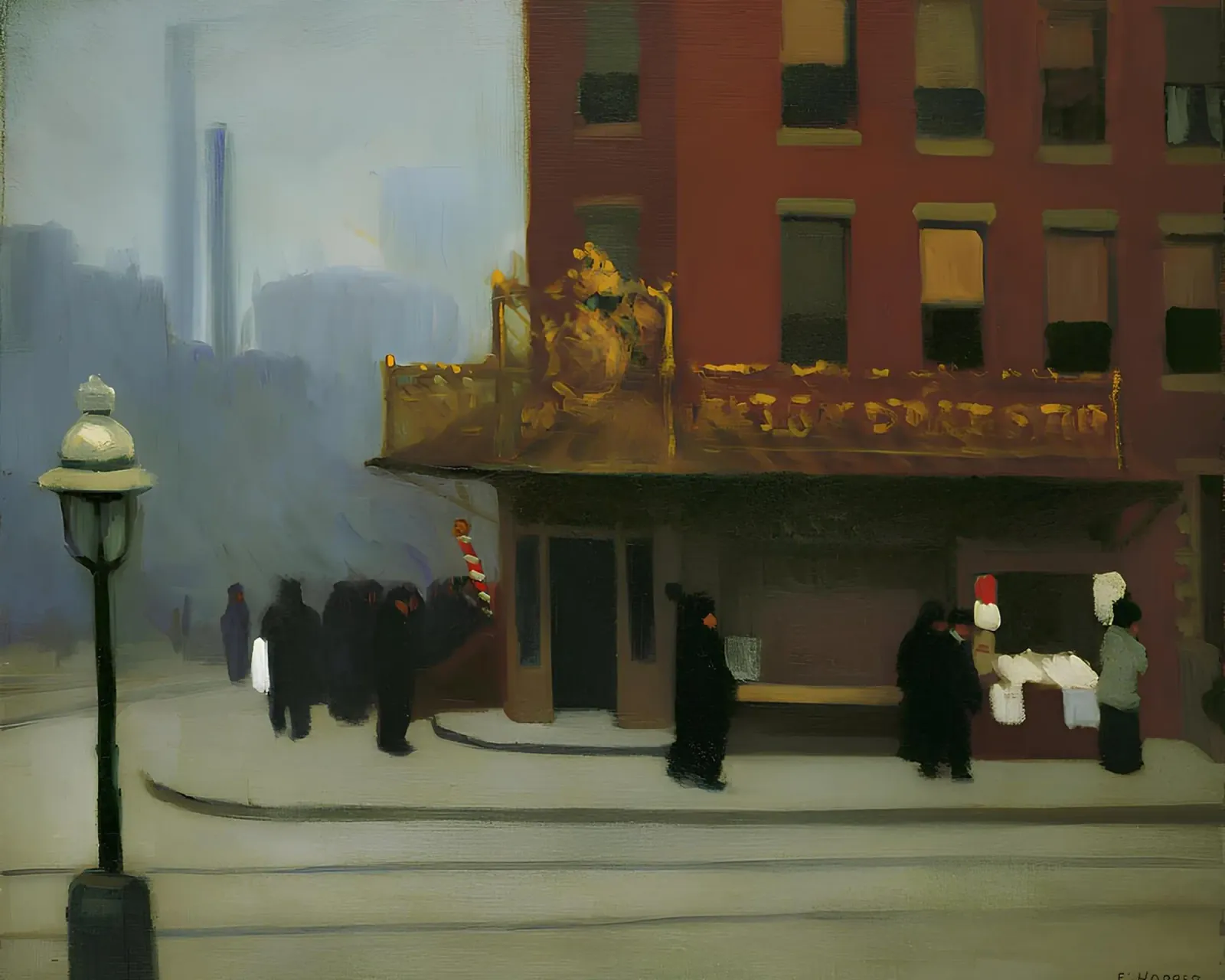 Hopper's "New York Corner" - Stedelijk realisme & architectonisch D canvas van NorwesClub
