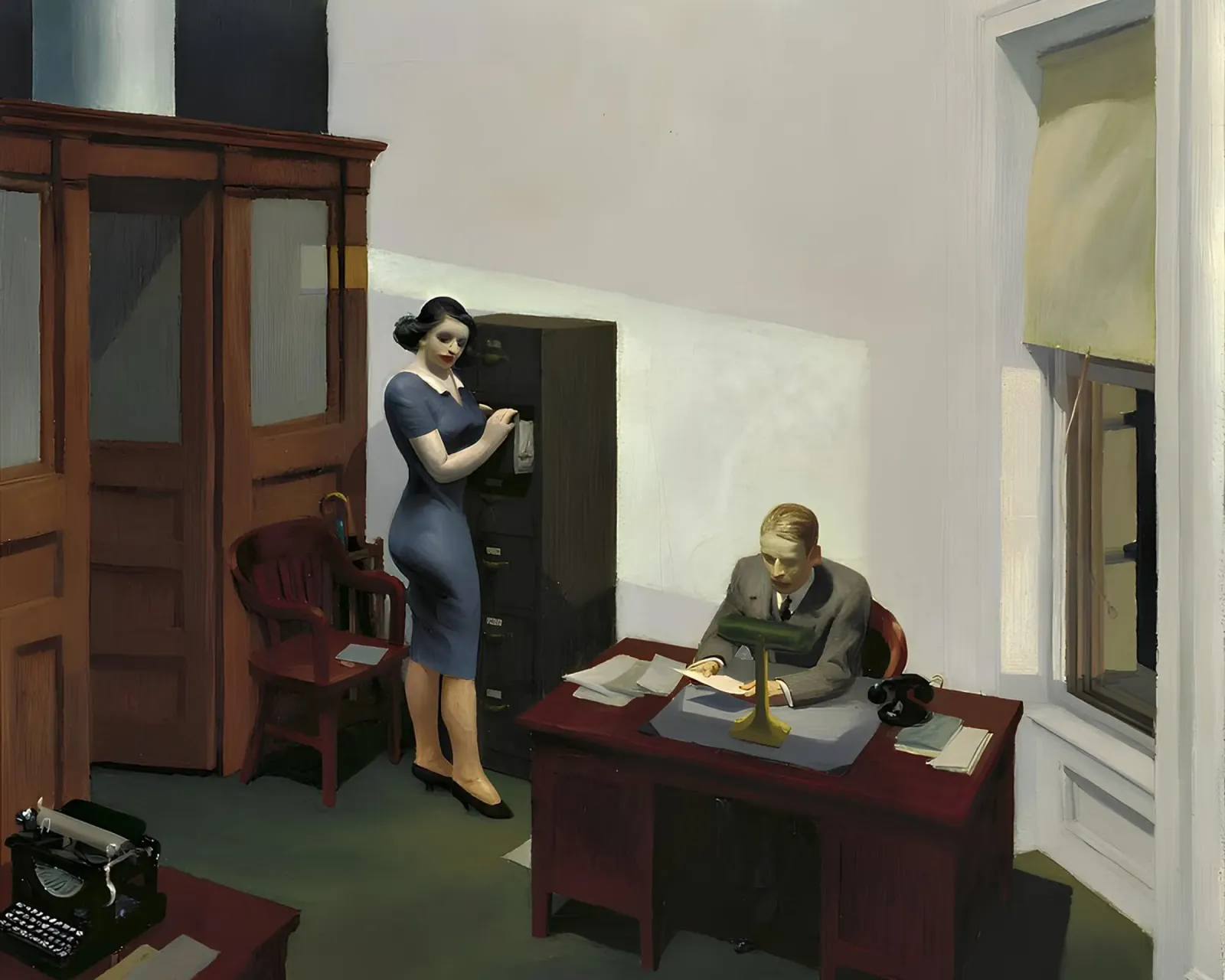 L'"Ufficio di notte" di Hopper - Realismo americano e isolamento urbano tela con Cornice a cassetta da NorwesClub