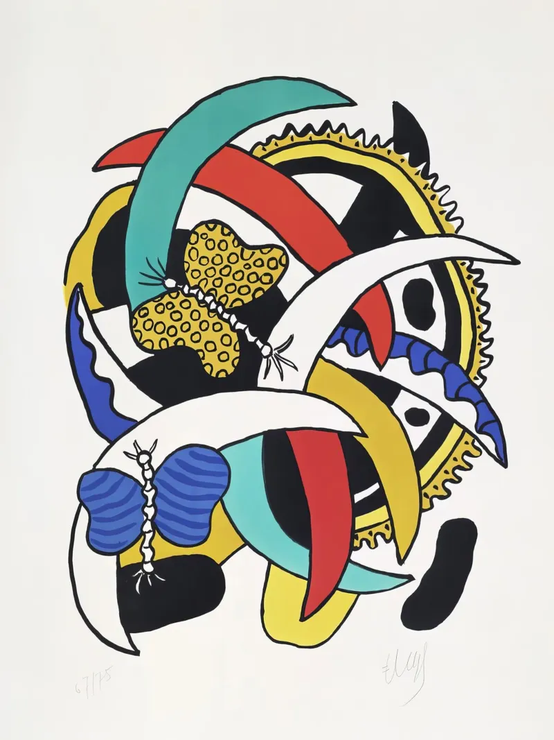 Léger's "Butterflies" - Vibrant Cubist Nature & Modernist Fl canvas with Floater frame by NorwesClub