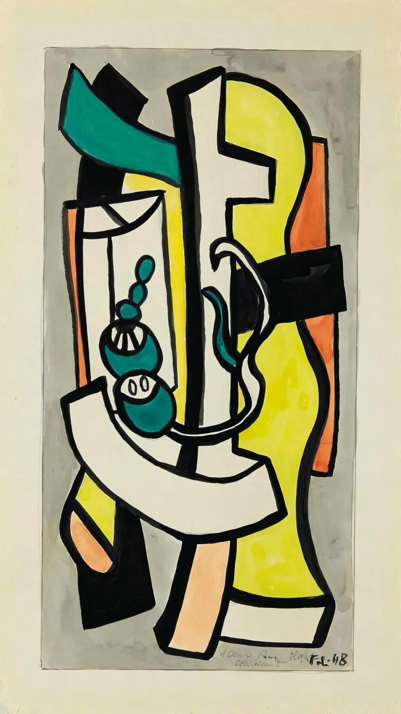 Légers "Compositie" - kubistisch stilleven & levendige moderne compositie canvas van NorwesClub