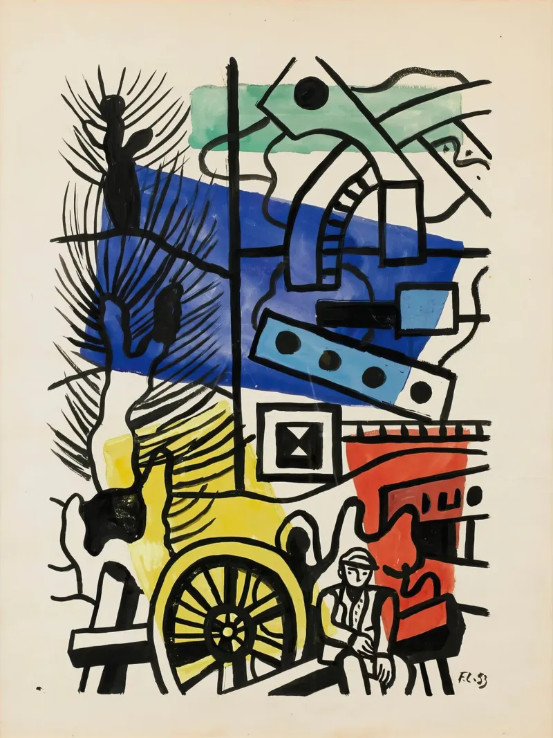 La "Composizione" di Léger - Murale cubista dinamico e città moderna pellicola backlit da NorwesClub