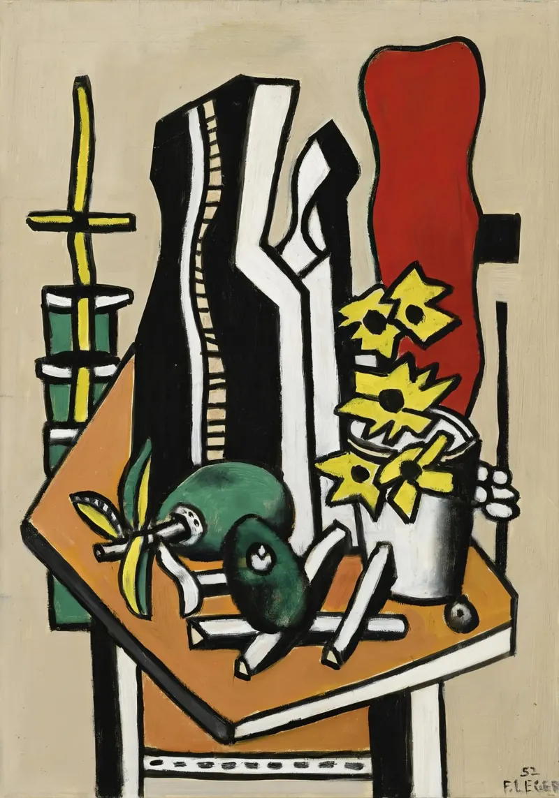 "Frutti e fiori gialli" di Léger - Natura morta cubista e vibrazioni pellicola backlit da NorwesClub