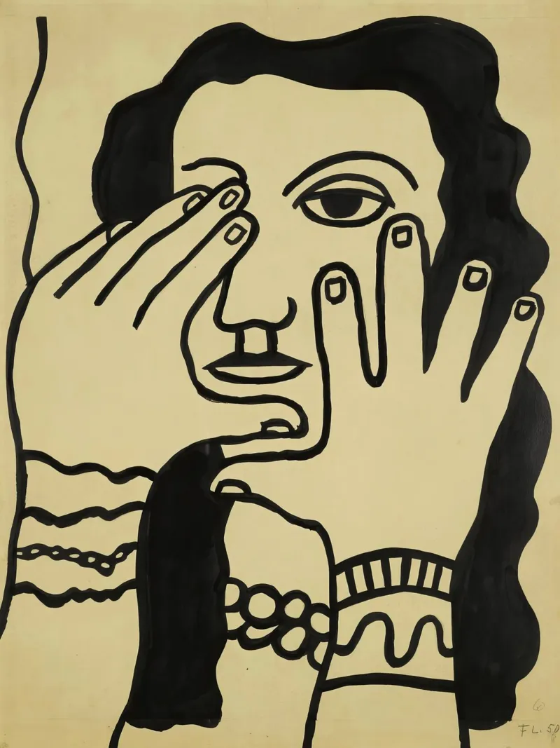 F. Léger "Donna capelli neri" - Ritratto grafico moderno stampato pellicola backlit da NorwesClub