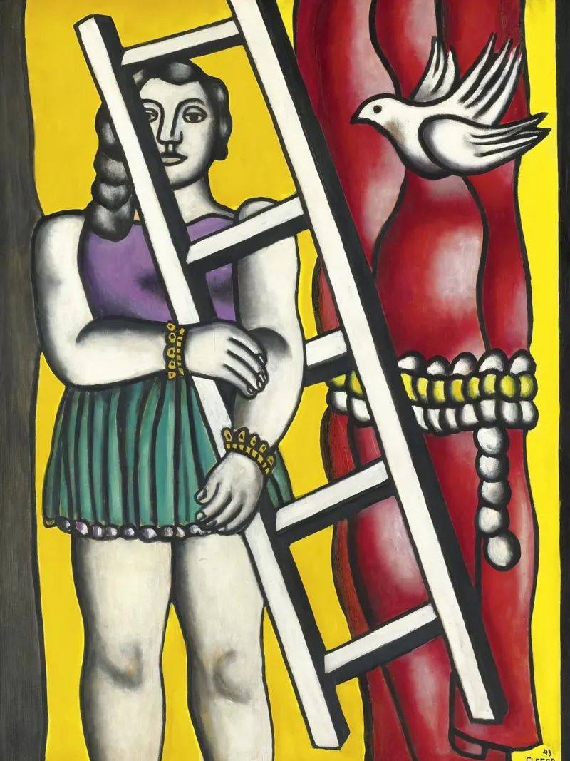 Fernand Léger Arte circense cubista: Ragazza vibrante con scala e pellicola backlit da NorwesClub