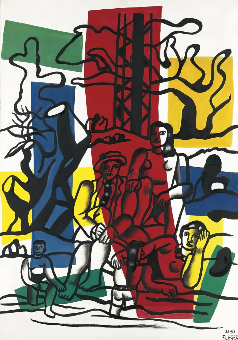 Fernand Léger: Gita in campagna, audace paesaggio post-cubista carta hahnemühle da NorwesClub