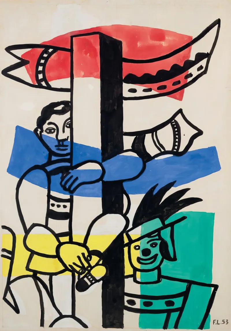 Fernand Léger: "Due clown" - Cubismo circense vibrante, 1953 carta hahnemühle da NorwesClub