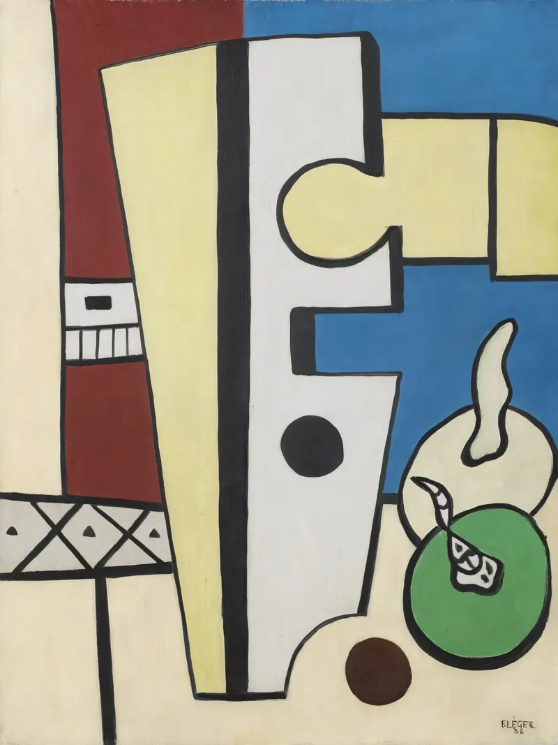 Fernand Léger Blauw en geel stilleven, abstracte compositie hahnemühle van NorwesClub