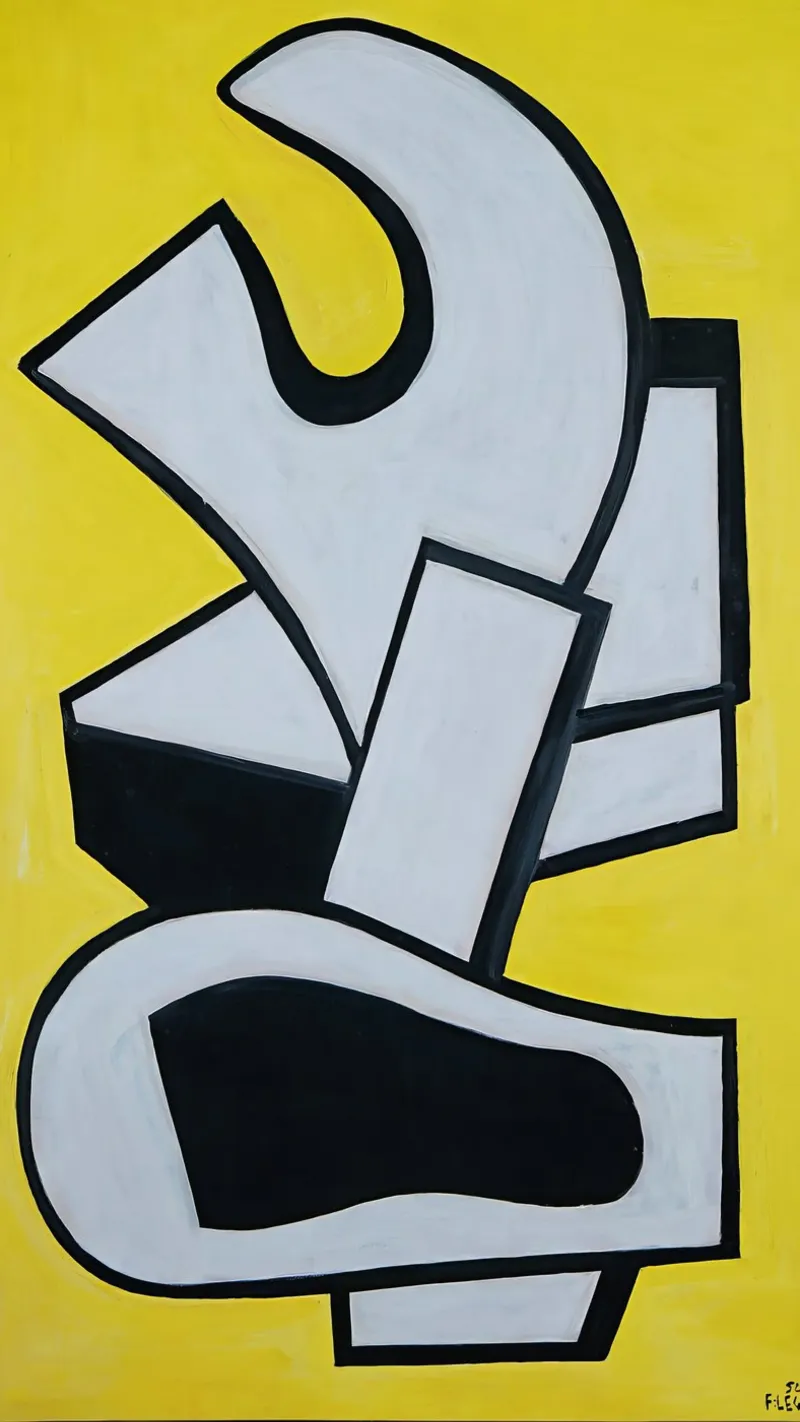 Fernand Léger Murale giallo, forme astratte in grassetto, centro storico plexiglass da NorwesClub