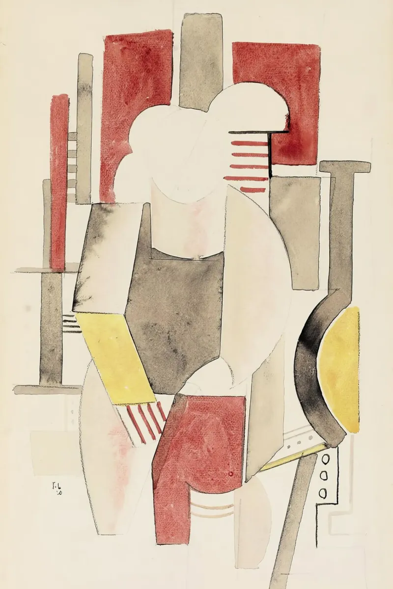 Fernand Léger Interieur Figur, kubistische Skizze, abstrakte Perso Hahnemühle von NorwesClub