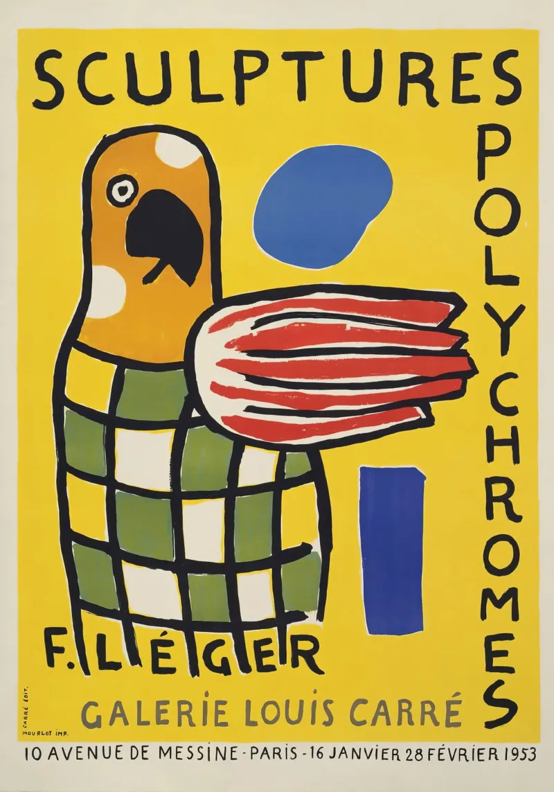 Fernand Léger: Manifesto della mostra Sculture policrome, Pop tela con Cornice a cassetta da NorwesClub