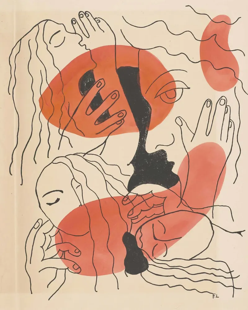 Fernand Léger Donna cubista con libro e fiori | Arte moderna pellicola backlit da NorwesClub
