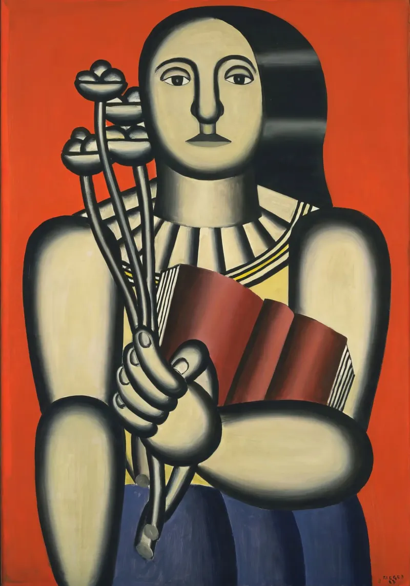Fernand Léger Donna cubista con libro e fiori | Arte moderna pellicola backlit da NorwesClub