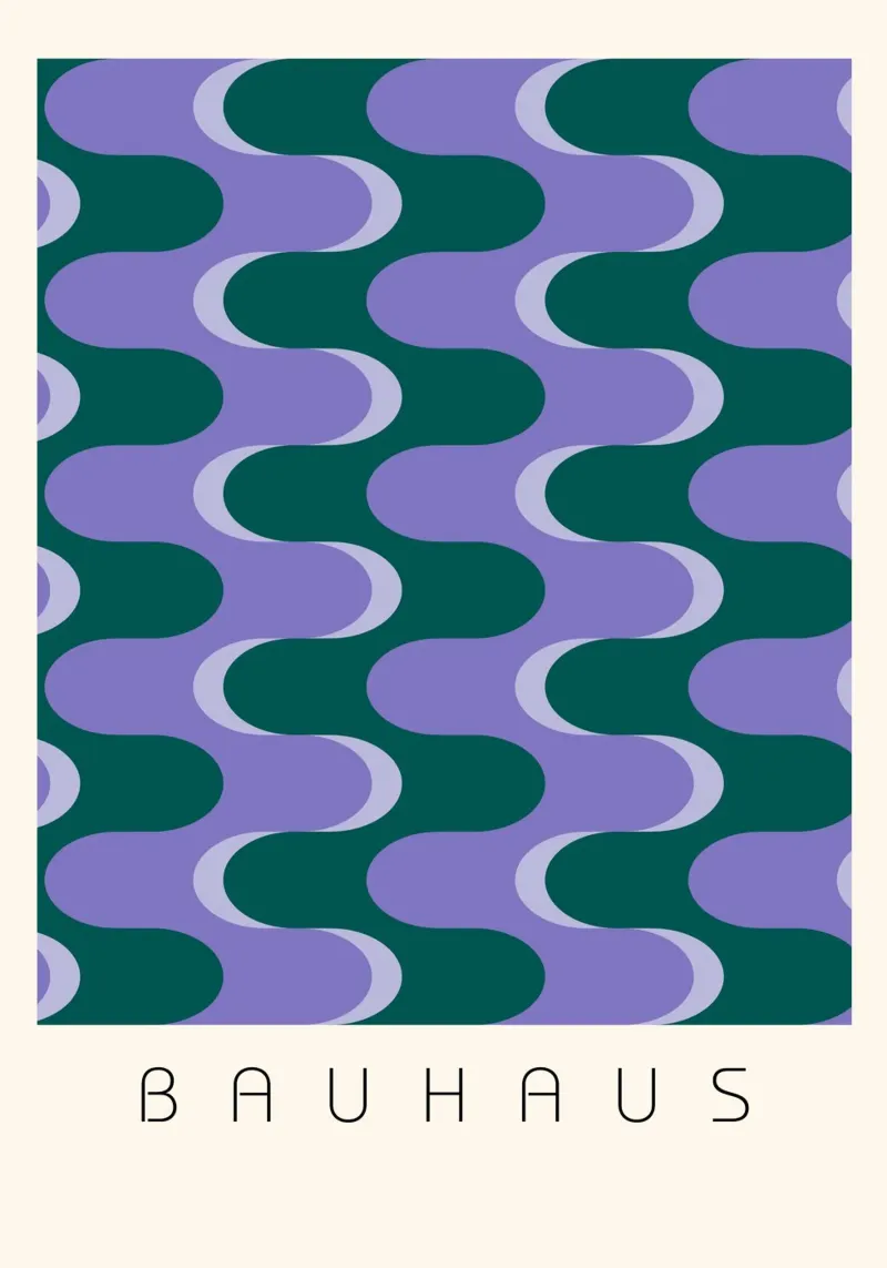 Bauhaus Wavy Pattern - Mid-Century Modern Abstract Print canvas by NorwesClub