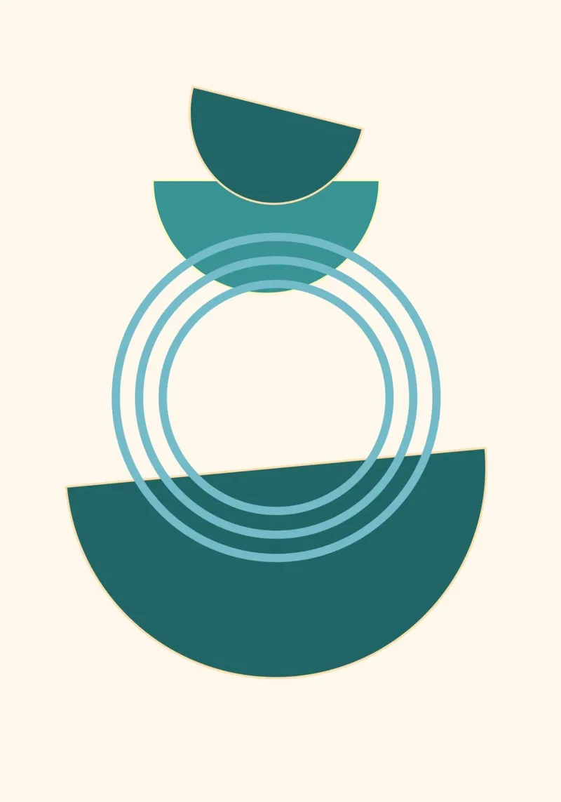 Armonia astratta: Stampa di forme geometriche della modernità di metà secolo poster con telaio in alluminio da NorwesClub