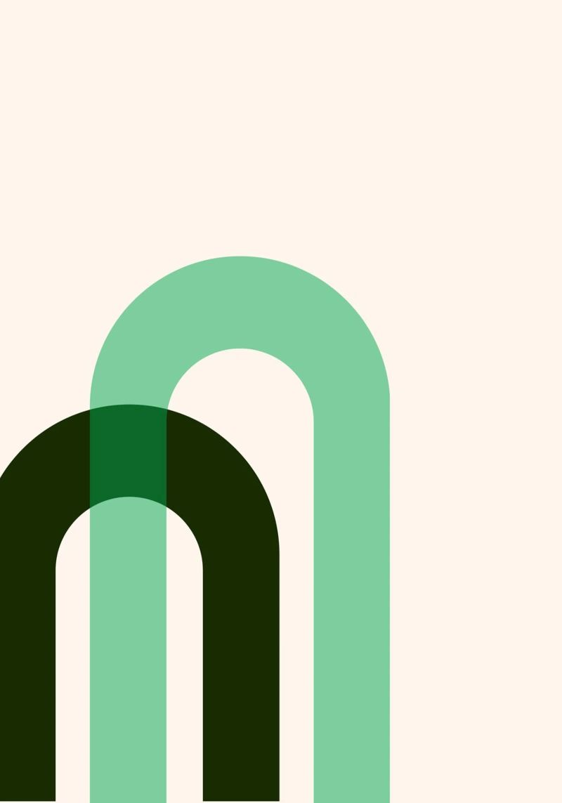 Abstrakte Bögen: Minimalistischer grüner Bauhaus inspirierter Druck Poster von NorwesClub