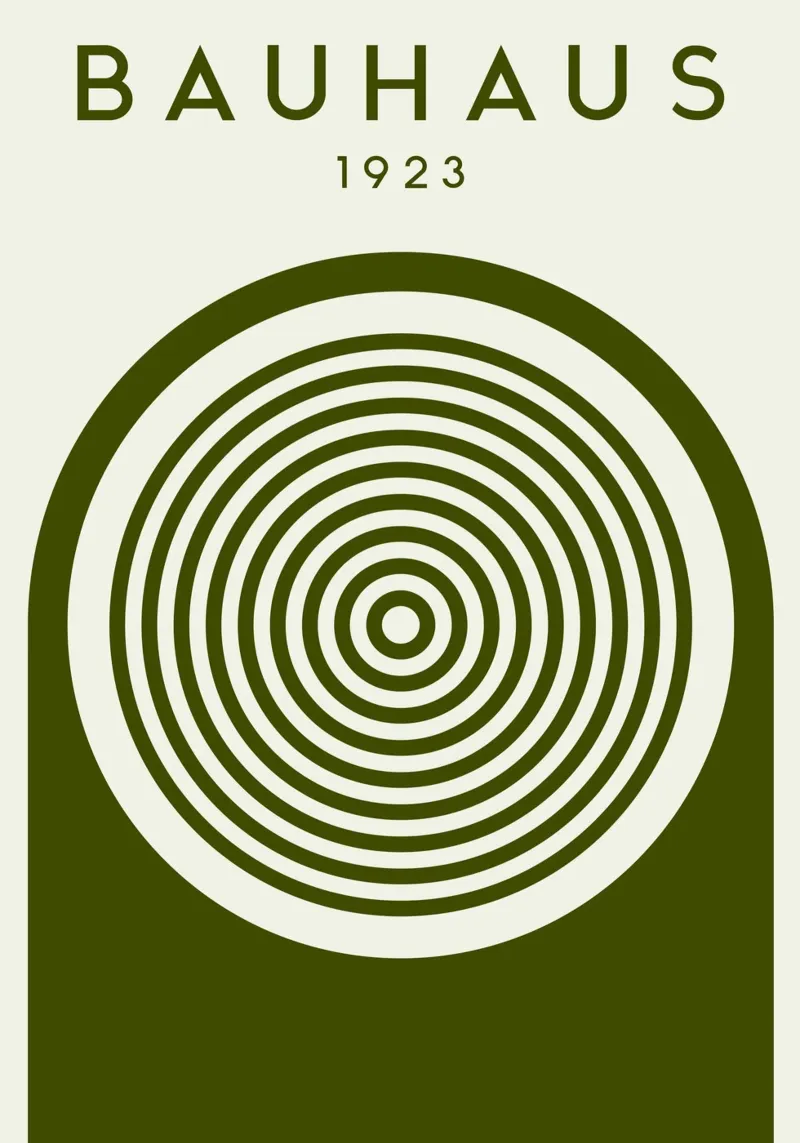 Bauhaus 1923 Concentric Circles Modernist Art Print canvas with Floater frame by NorwesClub