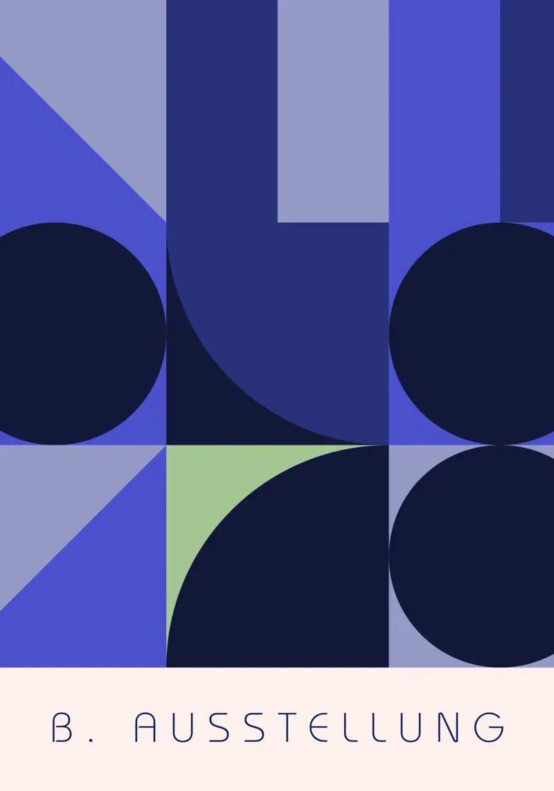 Bauhaus Geometric Abstraction Blue & Green Art Print canvas with Floater frame by NorwesClub