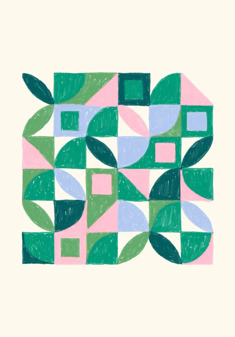 Groen Roze Geo Abstracte Kunstprint Moderne Wanddecoratie canvas met Baklijst van NorwesClub