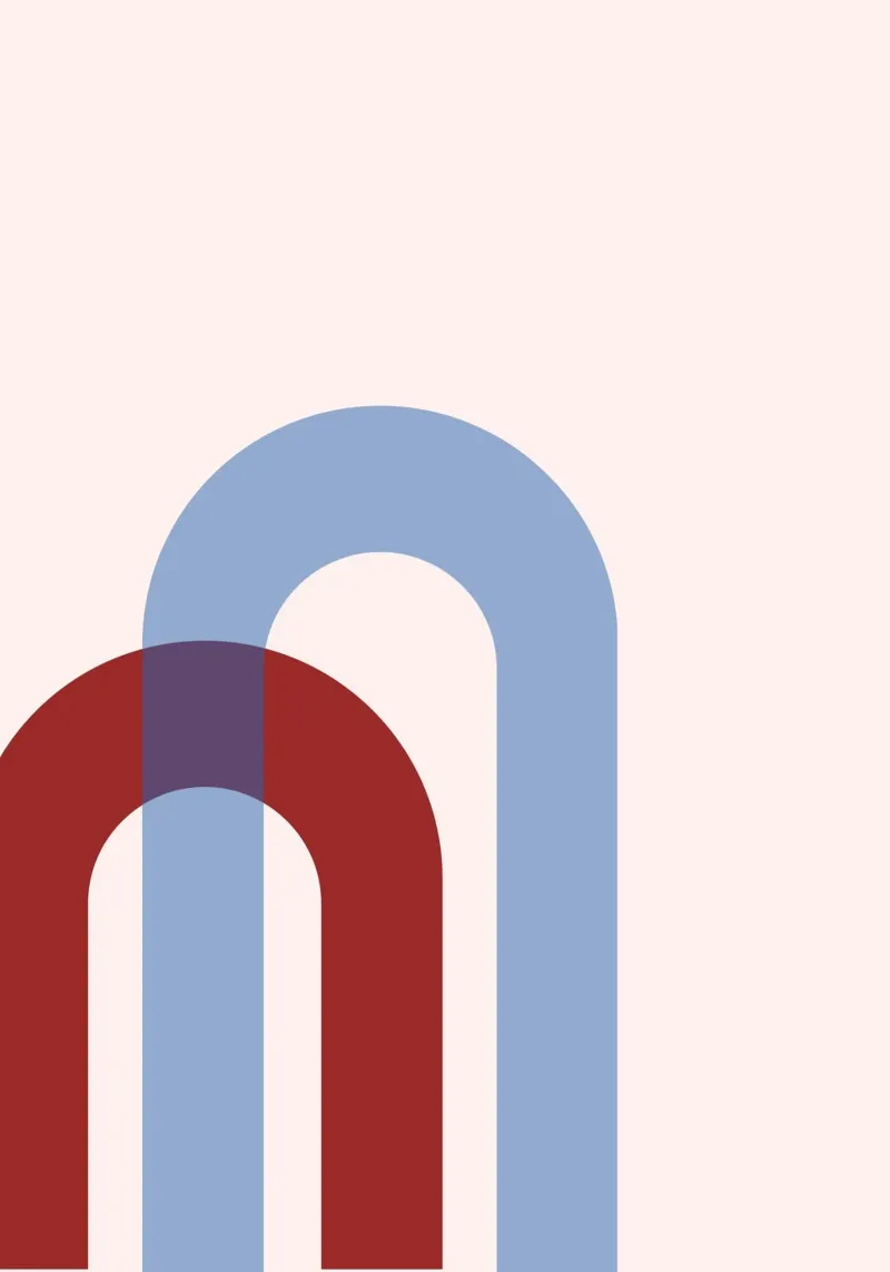Minimalist Arch Abstract Print - Blue & Red Overlap Art canvas by NorwesClub