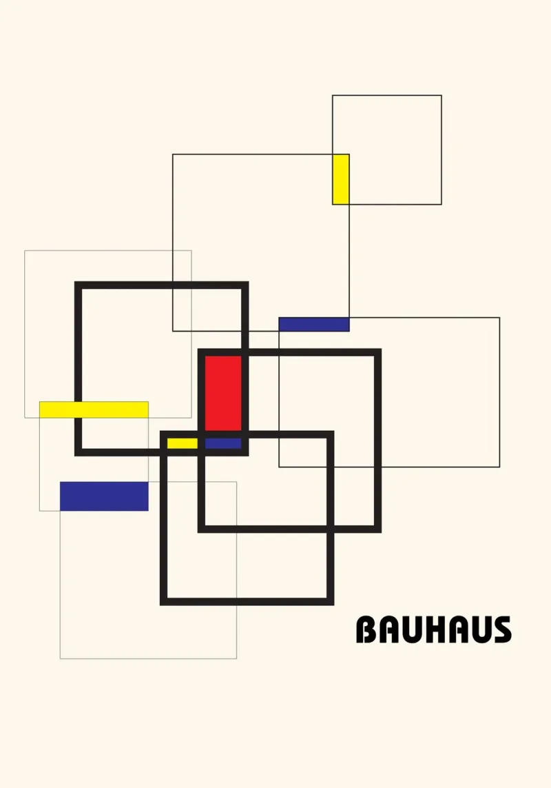 Bauhaus De Stijl Abstract Art - Primary Color Geo Print canvas van NorwesClub