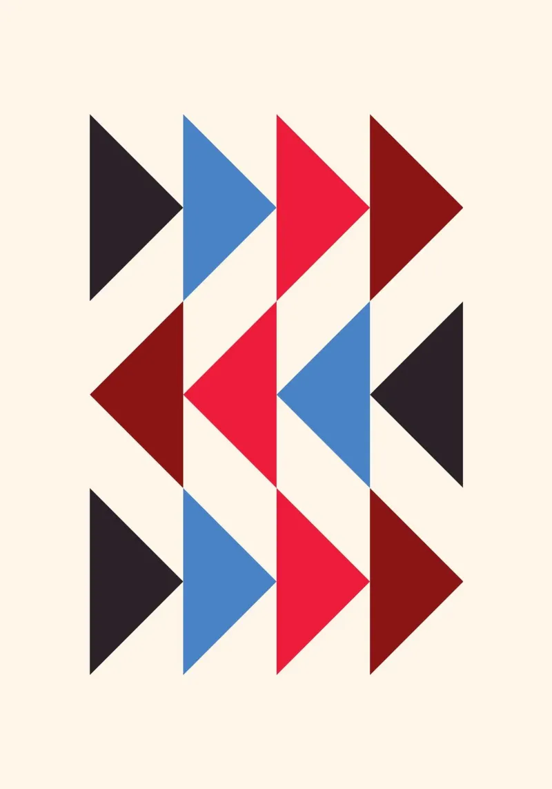 Stampa geometrica a triangolo - Rosso Blu Nero Moderno tela da NorwesClub