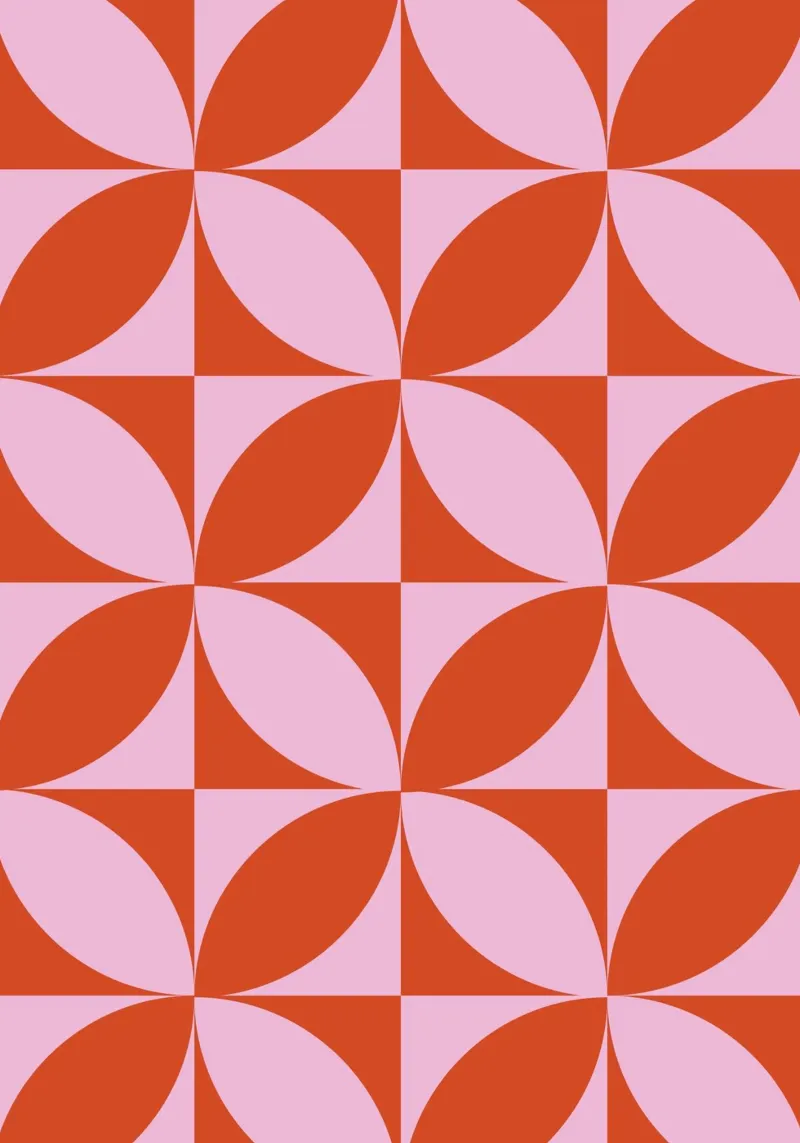 Stampa geometrica moderna di metà secolo - Petali rosa arancione carta hahnemühle da NorwesClub