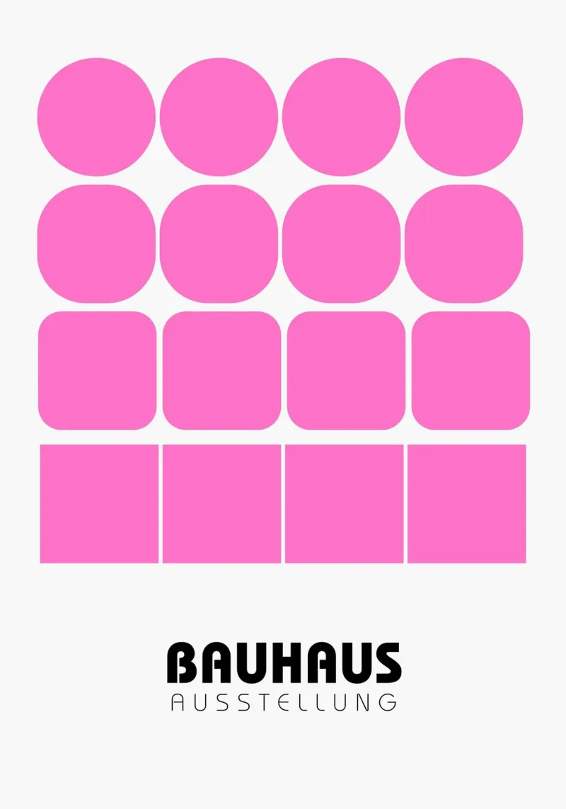 Poster della mostra Bauhaus Forme geometriche rosa poster con telaio in plastica da NorwesClub