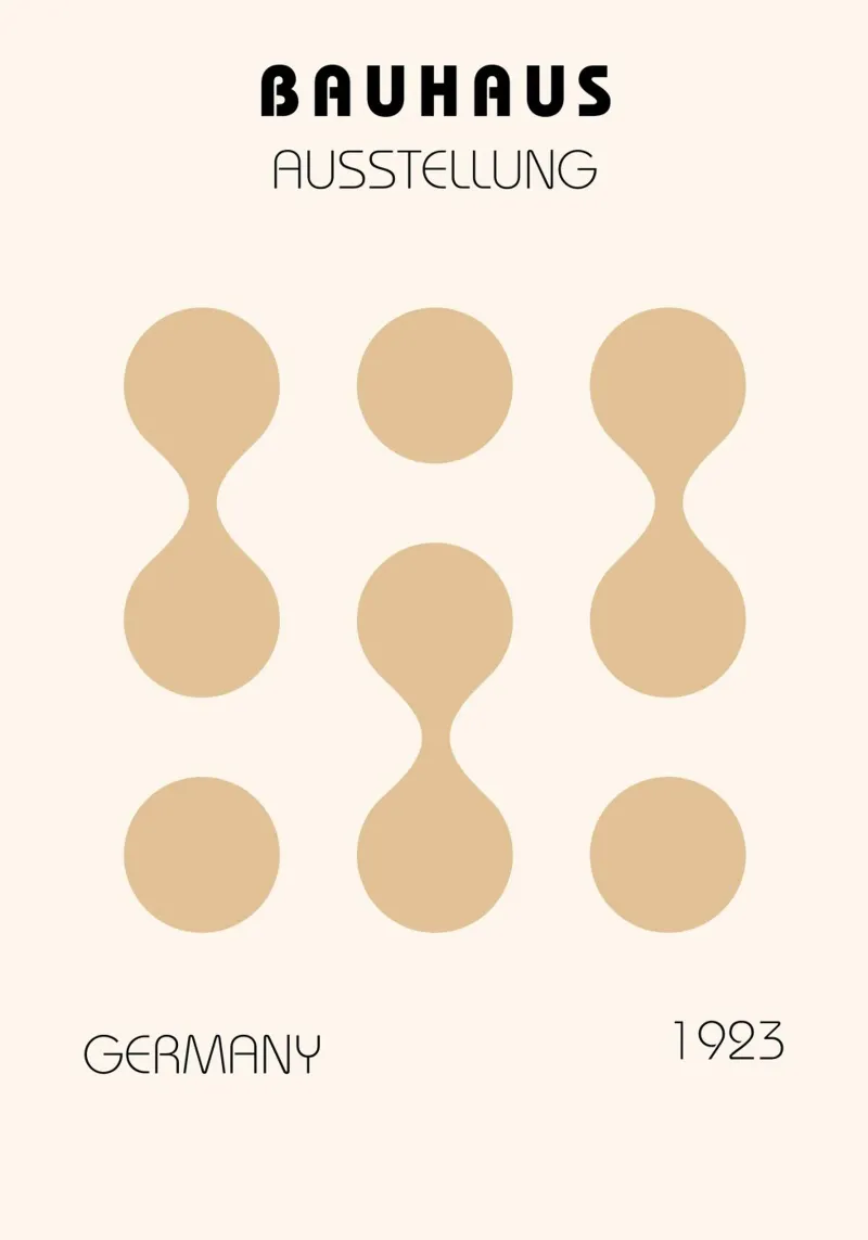 Bauhaus 1923 Beige Abstract Geometric Art Print Poster mit Kunststoffrahmen von NorwesClub
