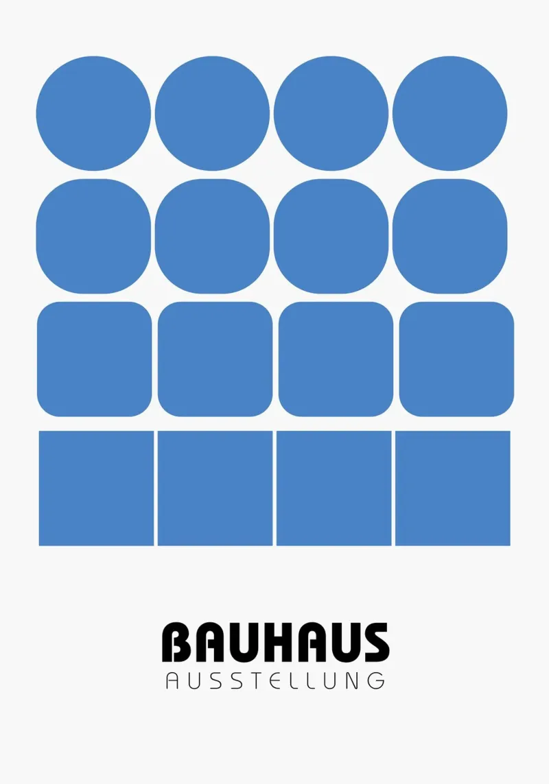 Poster della mostra Bauhaus Forme geometriche blu plexiglass da NorwesClub