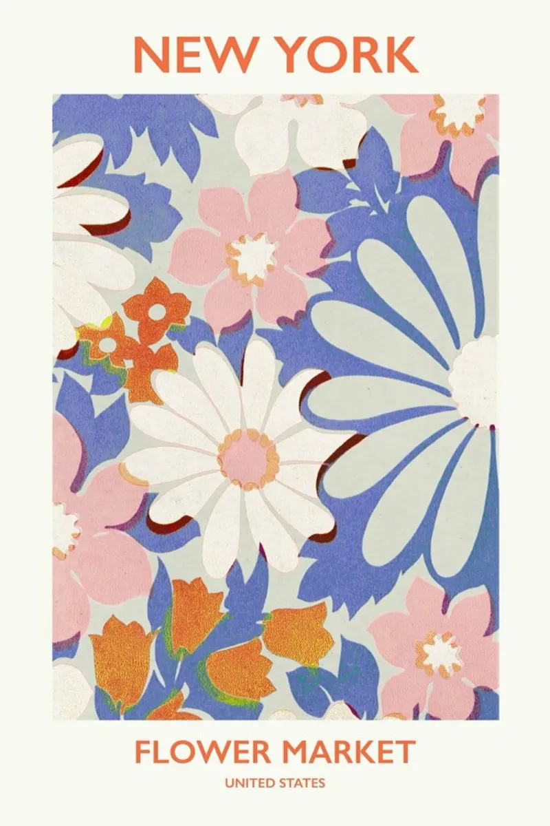 NY Flower Market poster con telaio in plastica da Pure