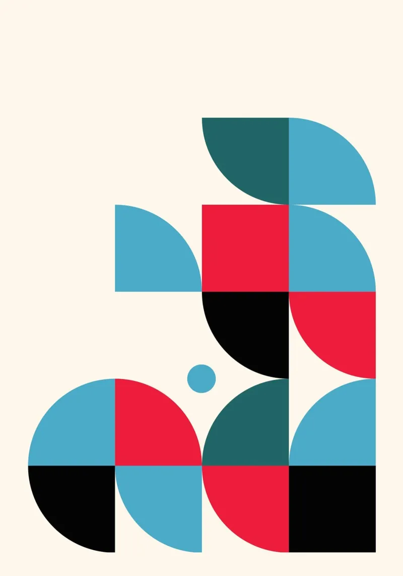 Modern Grid BW Bauhaus Geometric Pattern Póster metacrilato de NorwesClub
