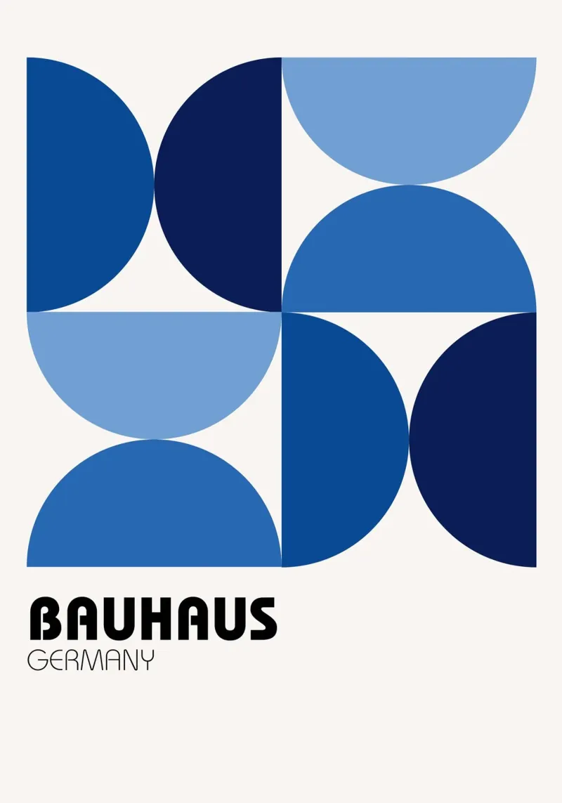 Bauhaus 100 Jaar BW Geometrisch Abstract Poster canvas met Baklijst van NorwesClub
