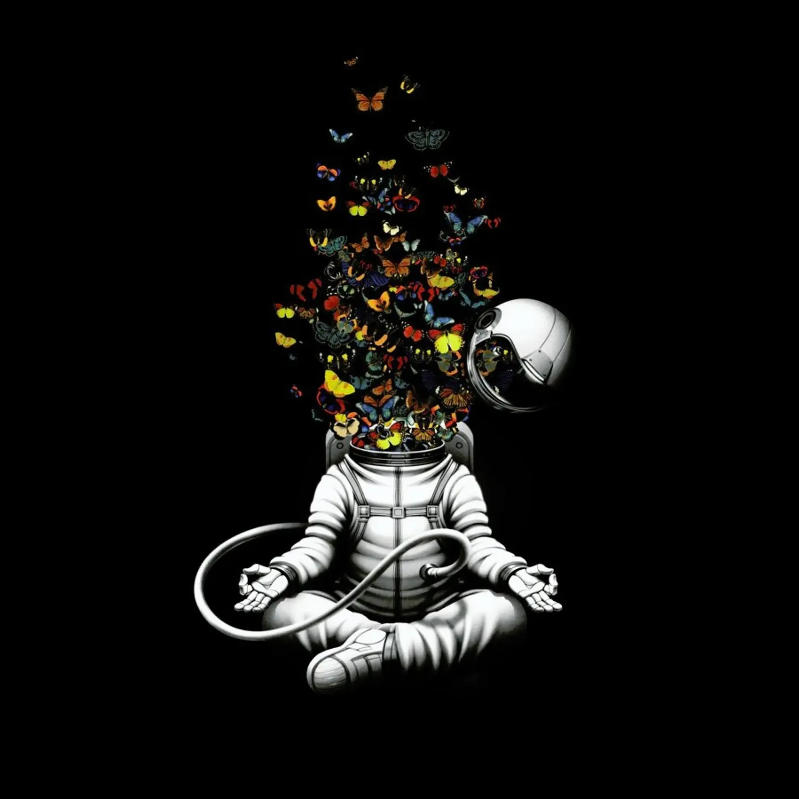 Release Meditation Butterfly Collage poster con telaio in plastica da Tobe Fonseca