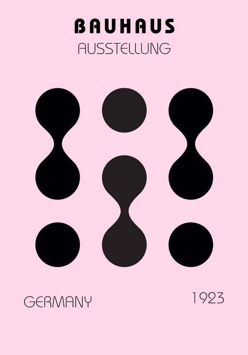 Bauhaus Design Pensieri BW Poster Geometrico poster con telaio in plastica da NorwesClub